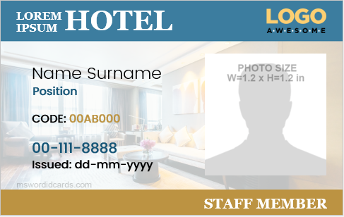 Hotel staff ID card