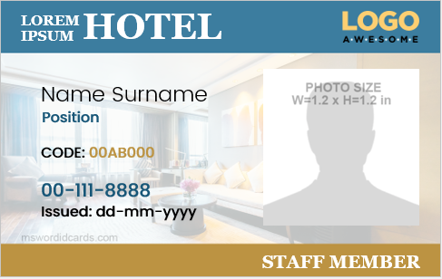 Hotel Staff Id Cards Badges For Ms Word Microsoft Word Id Card Templates