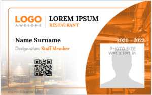 Restaurant staff id card