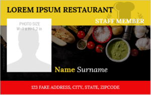 Restaurant staff id card format