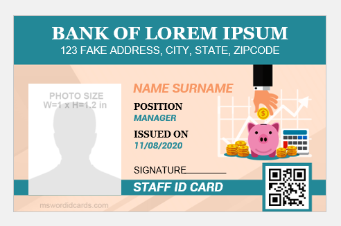 Bank manager id card format