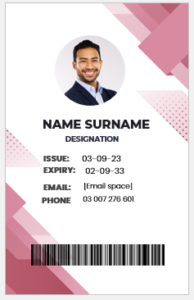 Employee ID badge layout