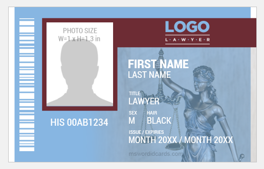 Lawyer ID Badge Template for MS Word