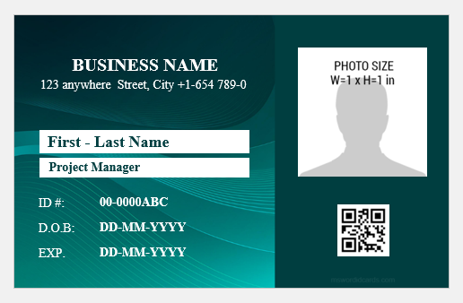 Project Manager ID Card Format