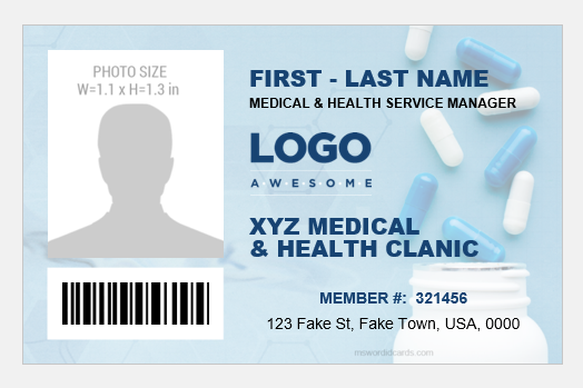 Medical and health service manager ID badge