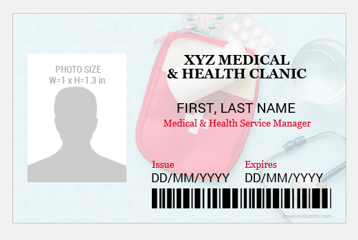 Medical and health service manager ID badge