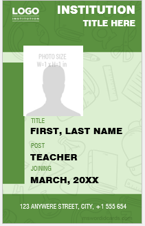 Teacher ID card template