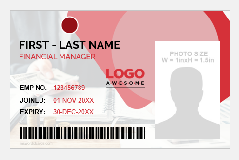 Financial manager workplace id card