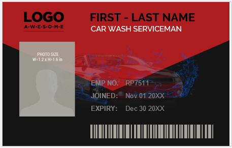 Car Wash Serviceman ID Template