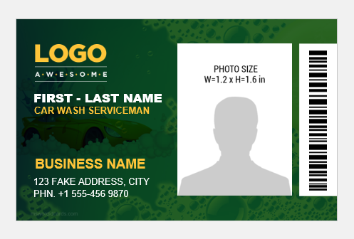 Car wash serviceman ID card