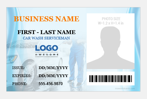 Car wash serviceman ID card