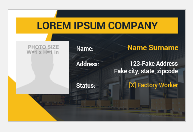 Factory worker ID badge