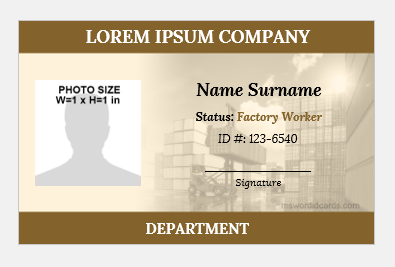 Factory worker ID badge