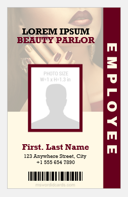 Beauty parlor employee ID card