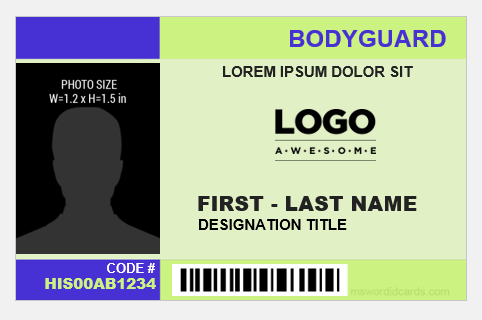 Personal bodyguard ID badge