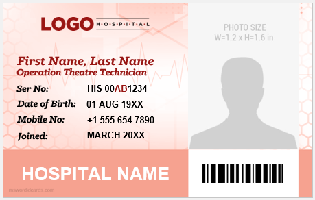 Operation theatre technician ID badge