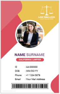 California Lawyer ID card template