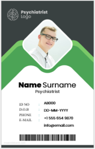 Psychiatrist ID badge template