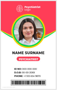 Psychiatrist ID badge template