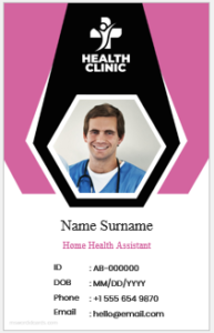 Home health assistant ID badge template