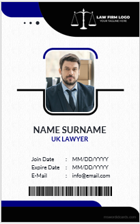 UK lawyer ID card template