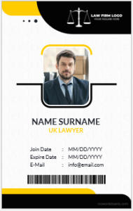 UK lawyer ID card template