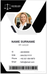 UK lawyer ID card template