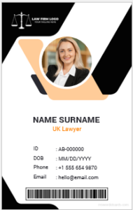 UK lawyer ID card template