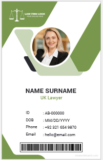 UK lawyer ID card template