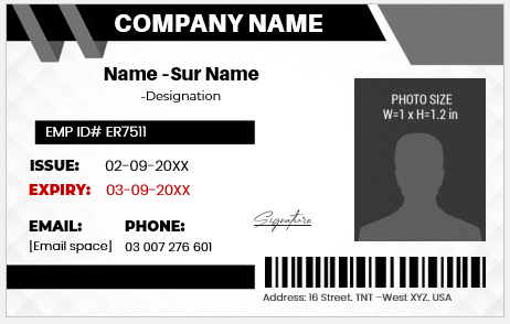 Black and White ID Card Template