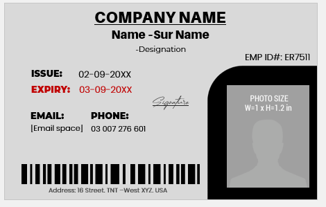 Black and White ID Card Template