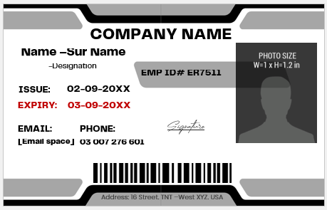 Black and White ID Card Template