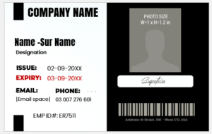 Black and White ID Card Template