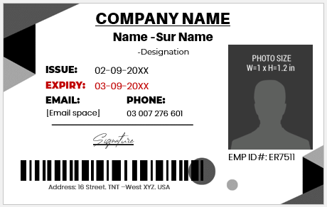 Black and White ID Card Template