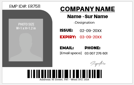 Black and White ID Card Template