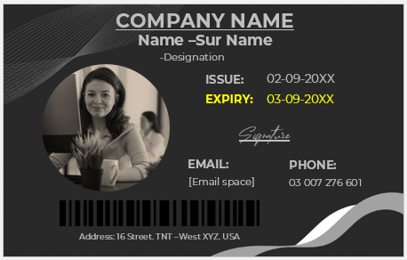 Black and White ID Card Template