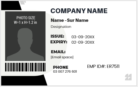 Black and White ID Card Template