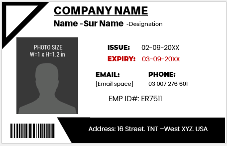 Black and White ID Card Template