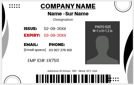 Black and White ID Card Template