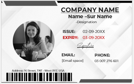 Black and White ID Card Template
