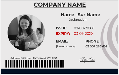 Black and White ID Card Template