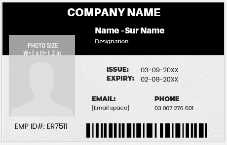 Black and White ID Card Template