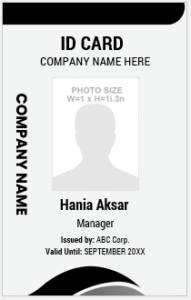 Black and White ID Card Template
