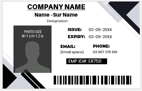 Black and White ID Card Template