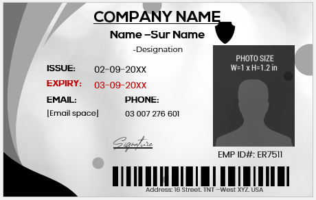 Black and White ID Card Template