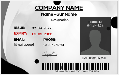 Black and White ID Card Template