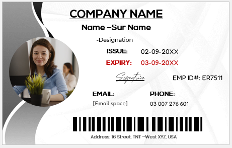 Black and White ID Card Template