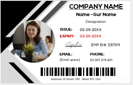 Black and White ID Card Template