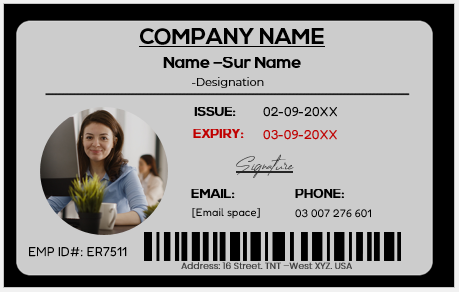 Black and White ID Card Template