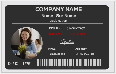 Black and White ID Card Template